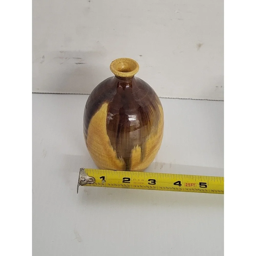 VTG Joe Gafford Signed Studio Pottery Handmade Drip Glazed 4.5
